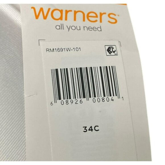 Warners Blissful Benefits Bra 34C Soft Wirefree Lightly Lined White - Picture 3 of 6